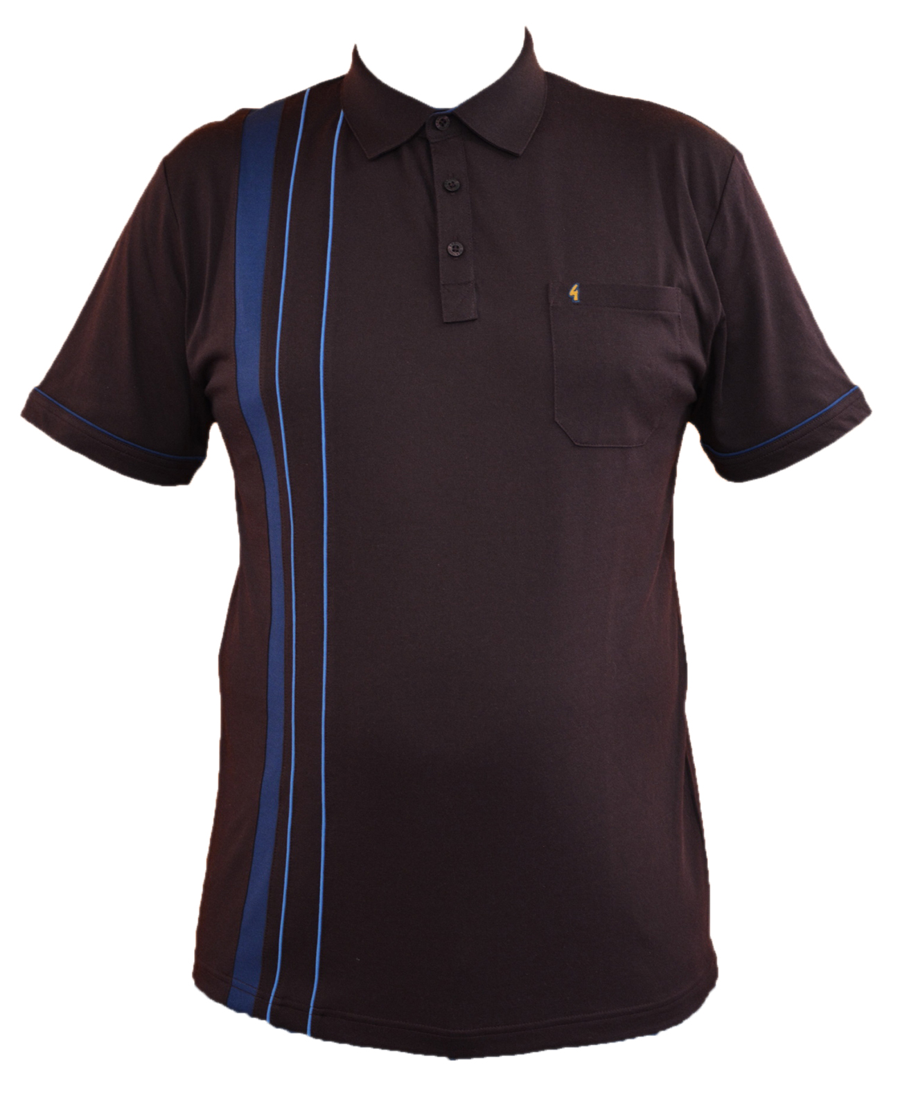 Gabicci - Plain polo shirt with two fine stripes and one block stripe